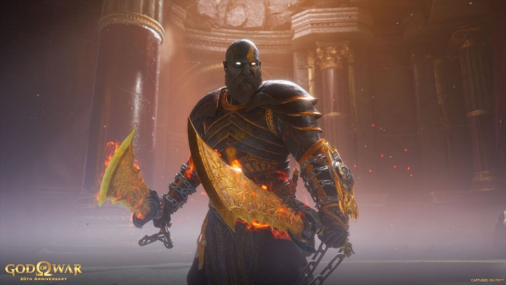 Un'immagine di Kratos con la skin di Collezione Oscura su God of War Ragnarok Valhalla